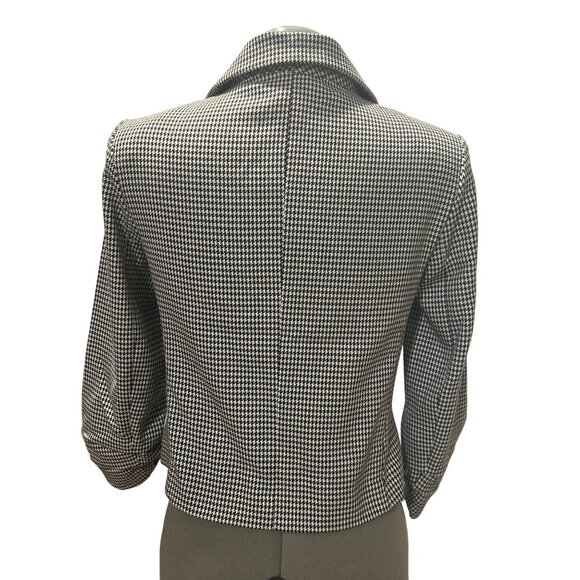 Rachel Zoe Houndstooth Black & White Womens Open Front Blazer Jacket Size S - Picture 3 of 7